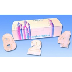 Bougie chiffre blanc lisere or anniversaire (x12)