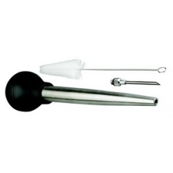 Poire/pompe à jus de viande tube inox + goupillon