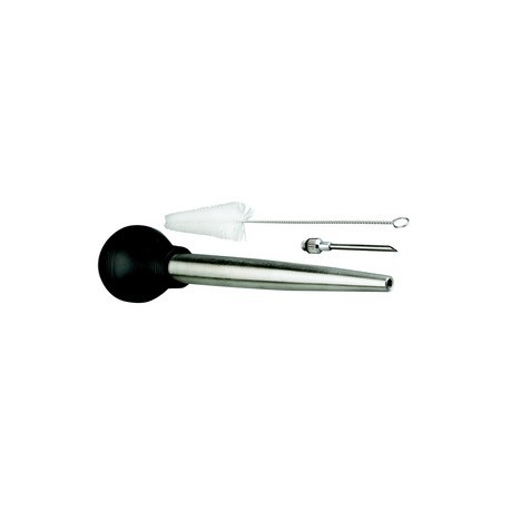 Poire/pompe a jus de viande tube inox + goupillon