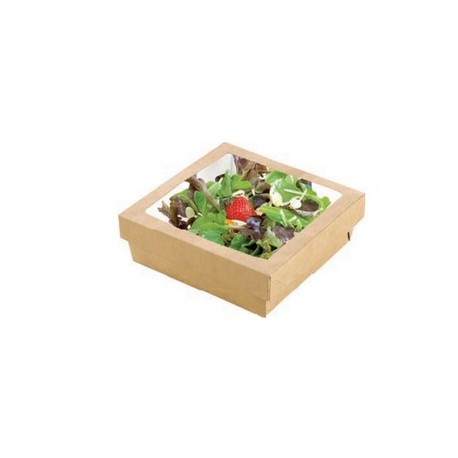 Boîte snacking carré avec couvercle à fenêtre par 25