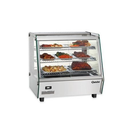 Vitrine chauffante inox deli plus i d avec 2 portes coulissantes avant et arriere