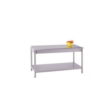 Table inox centrale avec étagère basse démontable(prof. 700mm)