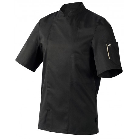 Veste de cuisinier ROBUR Nero noire manches courtes