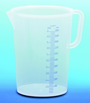 Pot gradue plastique 5 litres, mesureur en litre et ml